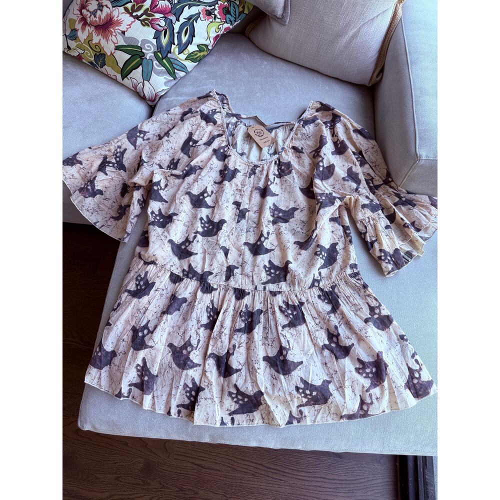 A Rare Bird Birdie Tunic Shirt Dress Top Blue Birds One Size